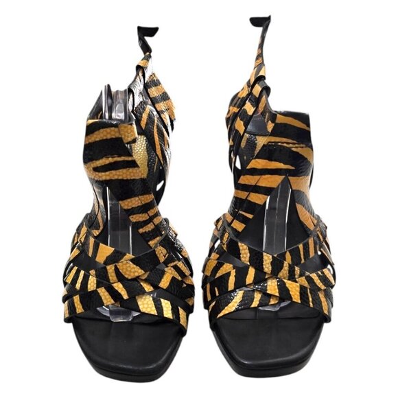 Diane Von Furstenberg Zebra Print Patent Leather Platform Heels Sz 7 - Picture 3 of 9